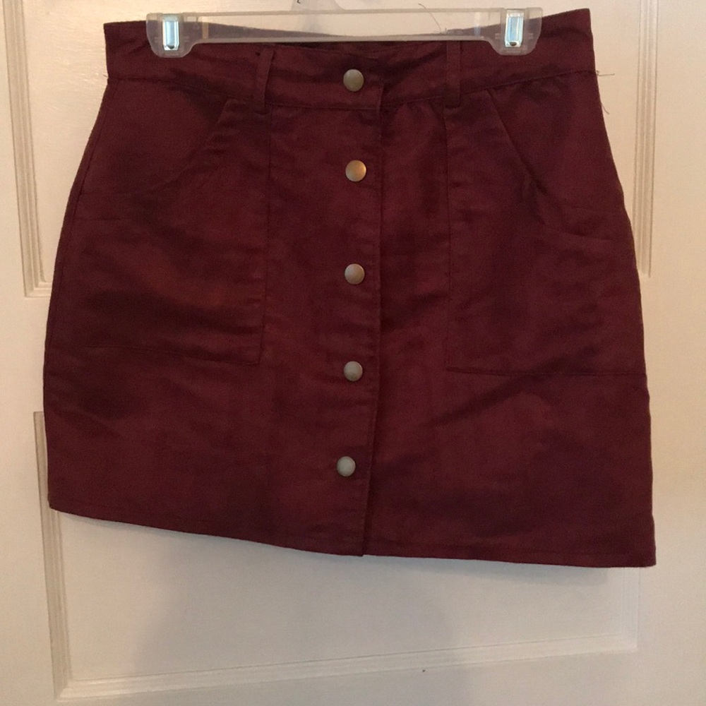 Maroon suede skirt